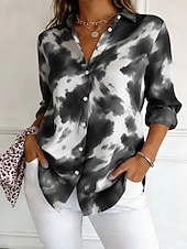 economico Arte &amp; Design Bluse-Per donna Camicia Camicia button-down Camicia casual Camicia da Spiaggia Stampato Grafico Elegante Classico Casual Manica Lunga Colletto a Camicia Top Regolari Quotidiano Ferie Uscire Blu Nero Rosa