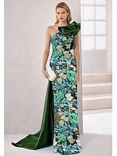  Coloană Teacă Lungime Podea Brodat cu mărgele Rochie formala Rochia Mamei Miresei Rochii de seara Rochie de bal cu fustă lungă Rochie formală Elegant strălucitoare Sclipici Fără manșon Pe Umăr Nunt