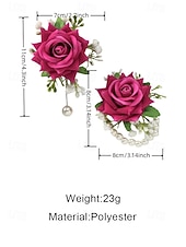 cheap Wedding Accessories-Women's Bridesmaid and Groomsman Corsage and Boutonniere Set, Available in Multiple Colors, Polyester Material, Perfect for Weddings and Parties