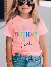 preiswerte Mädchens 3D verspielter Humor-Mädchen 3D Grafik Buchstabe T-Shirt Kurzarm 3D-Druck Sommer Frühling Sport Mode Streetwear Kinder 4-12 Jahre Rundhalsausschnitt Lässig Täglich Outdoor Normale Passform