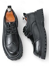 お買い得  ダービーシューズ-メンズブラウンブローグシューズ - エレガントなレースアップデザインとチャンキーソール。ビジネス、カジュアル、イブニングウェア、結婚式に最適です。