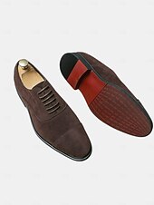baratos Sapatos Oxford-sapatos oxford masculinos de camurça marrom – sapatos sociais clássicos com cadarço para ocasiões formais e de negócios, calçados confortáveis e elegantes