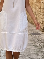 Недорогие Роскошные Платья-Жен. Платье до колена Платье в стиле бохо Сарафан Повседневное платье Платье из хлопка Элегантный стиль Мода Современное на открытом воздухе Отпуск На выход Стандартный Полотняное плетение Без рукавов