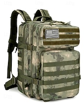 baratos Mochilas de Exterior-Mochila tática masculina camuflada em nylon, mochila militar de grande capacidade, bolsa multicolorida para atividades ao ar livre, como caminhadas, camping e viagens, com patch da bandeira americana.
