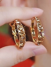 levne Dámská náušnice-Dámské kruhové náušnice s drahokamy a kamínky – více barev, materiál ze slitiny, elegantní design, ideální na dovolenou a párty