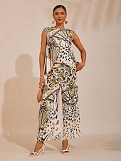 levne Kalhoty-vintage leopardí šperky hedvábné řetízkové kalhoty