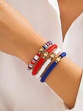 economico Braccialetti e bracciali rigidi-Con perline Stravagante Lettere dell'alfabeto Moda Personalizzato Ceramica Gioielli braccialetto Blu / Rosso Per Quotidiano Regalo Ferie