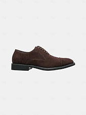 baratos Sapatos Oxford-sapatos oxford masculinos de camurça marrom – sapatos sociais clássicos com cadarço para ocasiões formais e de negócios, calçados confortáveis e elegantes