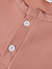 ieftine Tricou casual Henley-Bărbați Cămașă Henley Waffle Tee Top Manșon scurt Henley Vară Culoare solidă Modă Designer Comfortabil Nasturi Simplu Casual Zilnic În aer liber Negru Roz Alb Top tricou pentru bărbați