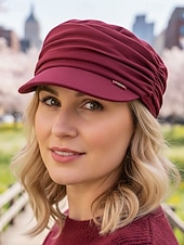 tanie Kapelusze damskie-damska czapka plisowana z poliestru – wiele kolorów, swobodny styl, idealna do noszenia na co dzień i w podróży