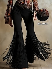 Χαμηλού Κόστους Γυναικείο Παντελόνι Flare-Γυναικεία Παντελόνια Παντελόνι Faux Suede Φουντωμένο παντελόνι Κολάν Διακοπές Βίντατζ Μοντέρνα Πλήρες μήκος Ψηλή Μέση Σκέτο Φούντα Άνεση Moale Αναπνέει Ανελαστικό ΕΞΩΤΕΡΙΚΟΥ ΧΩΡΟΥ Πάρτι Δρόμος