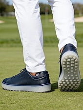 cheap Men's Golf Shoes-Men's White Golf Shoes, Lightweight Breathable Upper, Cushioned Grip Sole, Clean Sport Style for Golfers &amp; Outdoor Play