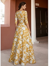  A-Linie Bodenlang Brautmutterkleid Halbarm V Ausschnitt Königin Anne Elegant Vintage Formell Chiffon Satin mit 3D-Blumen Stickerei Blume