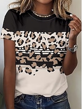 Недорогие Животные пьют-Жен. Футболка С принтом Графика Животное Винтаж Стиль Классика С короткими рукавами Вырез под горло Круглый вырез Обычные топы Повседневные выходные Белый Хаки Бежевый Лето Весна Осень Зима