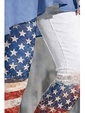 economico Pantaloni Giorno dell’Indipendenza-pantaloni chino da donna per il giorno dell'indipendenza americana, leggings, moda da vacanza, streetwear, pantaloni al ginocchio, a vita alta, bandiera americana, comfort, morbidi, comodi, elastici, quotidiani, all'aperto, vacanza, blu, rosso, estate, pr