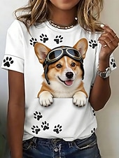 ieftine Tricou cu animale-Pentru femei Tricou Imprimeu Grafic Animal Epocă Stilat Casual Manșon scurt Stil Nautic Topuri obișnuite Zilnic Negru Alb Galben Maro Vară Primăvară