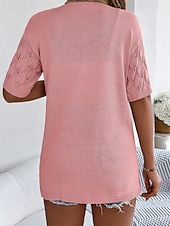 economico Bluse Semplici-Per donna Tunica Top estivi Blusa Top traforato Traforato Semplice Elegante Classico Moderno Manica Corta Top lunghi Quotidiano Ferie Uscire Bianco Rosa Cachi Estate Primavera