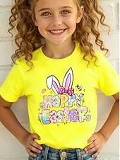 economico Costumi di Pasqua per Ragazze-Pasqua Ragazze 3D Grafico Coniglio Maglietta Manica Corta Stampa 3D Estate Primavera Sport Moda Streetwear Bambini 4-12 Anni Girocollo Casuale Quotidiano All'aperto Vestibilità regolare