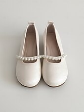 economico Ballerine da donna-ballerine mary jane beige da donna con cinturino in finta perla – scarpe comode e larghe con punta tonda, elegante stile vintage per l'uso quotidiano, matrimoni, feste del tè e viaggi