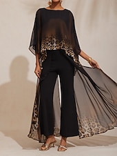 preiswerte Damenhosen-Chiffon-Strickhose mit Farbverlauf und Leopardenmuster, weites Bein, perfekt für Urlaubspartys