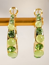 levne Dámská náušnice-Dámské kruhové náušnice s drahokamy a kamínky – více barev, materiál ze slitiny, elegantní design, ideální na dovolenou a párty