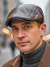 halpa Miesten hatut-Miesten keinonahkainen lippis, tyylikäs taittuva korvaläpällinen muotoilu, saatavilla useissa väreissä, täydellinen talvi- ja ulkoiluun