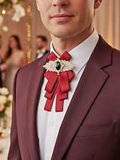 voordelige Huwelijk ACC-Polyester vlinderdas voor heren met broche, verkrijgbaar in diverse kleuren, elegante stijl voor bruiloften en formele gelegenheden.