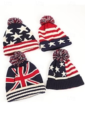  Yhdysvallat 250-vuotisjuhlan unisex patrioottinen neulottu pipo pom-pomilla tähtien ja viivojen Amerikan lipun muotoilu pehmeä talvinen neulottu hattu rento festivaalityyli