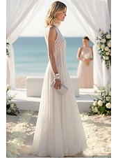  Из двух частей А-силуэт В пол Свадебное платье для гостей Маленькое белое платье Элегантный стиль Винтаж Маленькие белые платья Без рукавов Вырез под горло Свадьба с Кружева