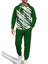 Недорогие спортивные костюмы-Муж. Толстовка Спортивный костюм Толстовка на молнии Кулиска Карманы Геометрический принт Брюки Толстовка Худи и брюки Осень Красный Тёмно-синий Тренировка в тренажерном зале Повседневный Баскетбол