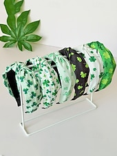 voordelige Accessoires-Dameshaarbanden van polyester met klavertjesvier, zacht knoopdesign, verschillende klavertjesvormen, lichtgewicht en comfortabele haaraccessoires, perfect voor St. Patrick's Day-vieringen en dagelijks gebruik.