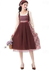  250e jubileum VS 19e eeuw jaren 1800 Prairiejurk Bonnet en schortset Lange Mouwen Pionier Meisje Koloniaal Pionier Onafhankelijkheidsoorlog Kostuum Dames Halloween Carnaval 4 juli Volwassenen Kleding