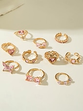 olcso Női Gyűrűk-Női ötvözet szív és pillangó gyűrű szett, arany és ezüst, több darab, tökéletes Valentin-napi ajándéknak vagy mindennapi viseletnek