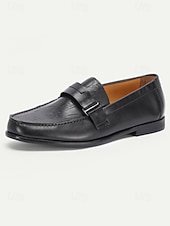 cheap Loafers-Men's Black Leather Loafers – Premium Design, Classic Style, Perfect for Weddings, Church Ceremonies and Formal Occasions