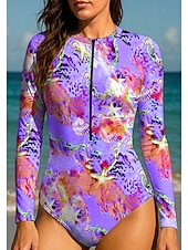 levne Rash guardy One Piece-Dámské Potápěčská kombinéza Plavky Sada plavek Oceán Zapni UPF50+ Rychleschnoucí Lehká váha Dlouhý rukáv Triko na plavání Surfování Plážové Vodní sporty Léto
