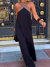 cheap Plain Dress-Women's Maxi Dress A Line Dress Summer Dress Halter Dress Casual Daily Loose Fit Plain Sleeveless Halter Neck Black White Red Green Summer