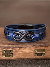 Недорогие Мужские украшения-Мужской браслет в виде знака бесконечности из искусственной кожи и сплава, многослойная плетеная конструкция, винтажный стиль, различные цветовые варианты, идеально подходит для отдыха и повседневной носки.