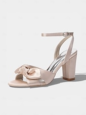 economico Invitato al matrimonio-sandali da donna con tacco a blocco e fiocco giallo, eleganti scarpe eleganti con punta aperta per gli invitati alle cerimonie all'aperto