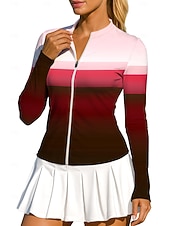 economico Camicia Donna-Per donna Geometrico Blocco di colori Sfumatura A righe Top Maglietta sportiva Maglia da tennis Maglietta da tennis Manica Lunga Cerniera Floreale UPF50+ Resistente ai Raggi UV Alta elasticit