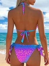 economico Bikini-Per donna Costumi da bagno Bikini Due pezzi Birichino Costume da bagno Snello Senza schiena Vacanza Abbigliamento da Spiaggia Leopardo All'americana Senza Maniche Costumi da bagno
