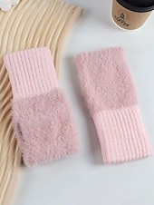abordables Guantes de mujer-Guantes elásticos de piel sintética para mujer: disponibles en varios colores, suaves y acogedores, perfectos para el invierno y salidas informales.