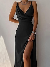 preiswerte Kleider-Damen Midikleid Kunstbaumwollleinen Kaftan Kleid Etui-Kleid Sommerkleid Elegant Mode Modern Outdoor Urlaub Ausgehen Schlank Einfach Ärmellos Träger Schwarz Rote Grün Khaki Sommer Frühling