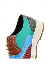 economico Scarpe Oxford-scarpe brogue in similpelle colorate da uomo, calzature formali da lavoro per matrimoni, scarpe eleganti per lo sposo e gli invitati al matrimonio