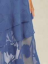  Γυναικεία Κομψό Μίντι Μεσαία Μέση Φούστες Φλοράλ Πολυεπίπεδο Ελαστική ζώνη μέσης Δαντέλα Illusion Ελαστικό Καθημερινά Ημέρα του Αγίου Βαλεντίνου Γουέτζγουντ Καλοκαίρι