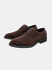 baratos Sapatos Oxford-sapatos oxford masculinos de camurça marrom – sapatos sociais clássicos com cadarço para ocasiões formais e de negócios, calçados confortáveis e elegantes