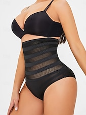 cheap Control Panties-Women's Shapewear Active Sweet Pure Color Patchwork Thong Vacation Street Going out Black Beige Summer Spring Slim Fit