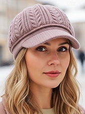 billige Damehatter-Strikket baseballcaps for kvinner med fleecefôr, flere farger, varm og koselig vinterlue