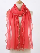 baratos Lenços Femininos-Lenço feminino leve em poliéster – várias cores, design macio e elegante, ideal para férias e uso casual no dia a dia.