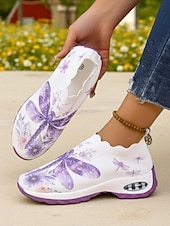 olcso Női tornacipők-női élénk színű, pillangómintás, bebújós tornacipő légpárnával - lélegző kötött sétacipő könnyű testmozgáshoz és hétköznapi kirándulásokhoz