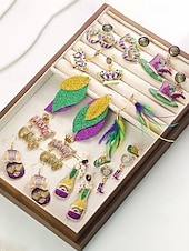 levne Příslušenství-Dámské náušnice s motivem Mardi Gras – materiál slitina, k dispozici v různých designech, ideální pro oslavy a festivaly Mardi Gras